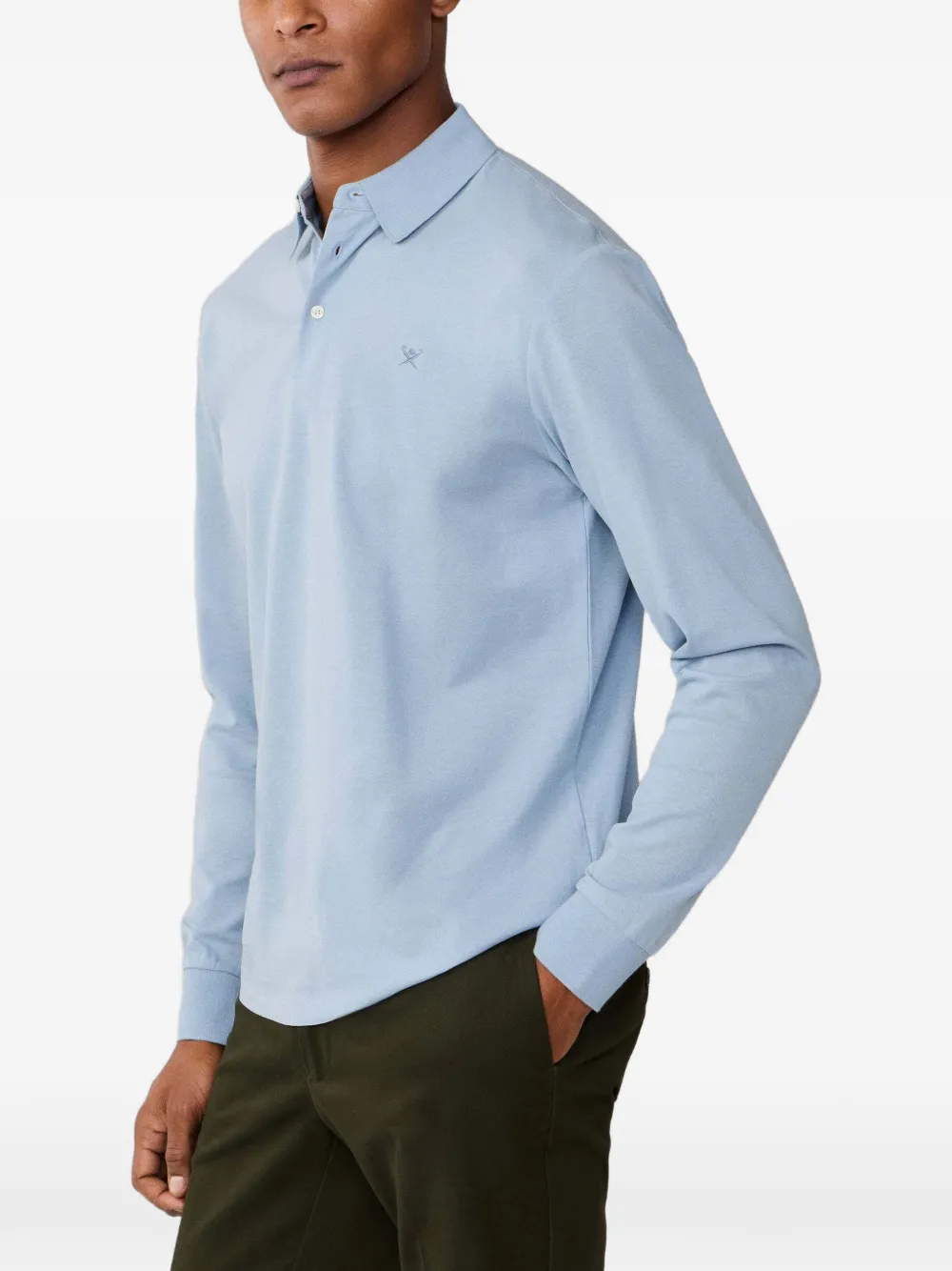 Hackett London Poloshirt met borduurwerk en lange mouwen Blauw