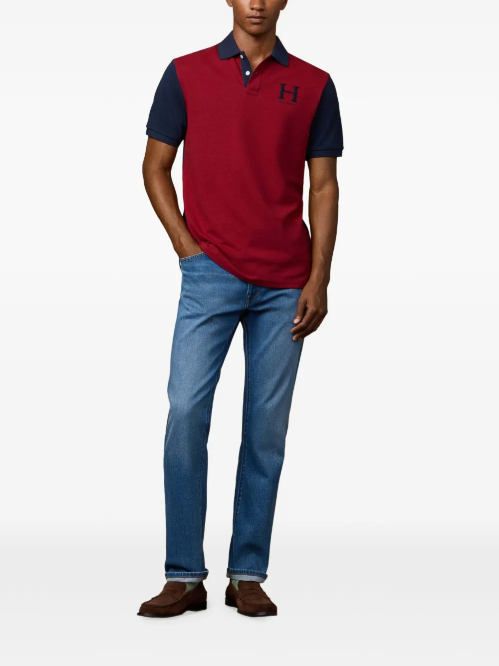 Hackett London Poloshirt met geborduurd logo Rood