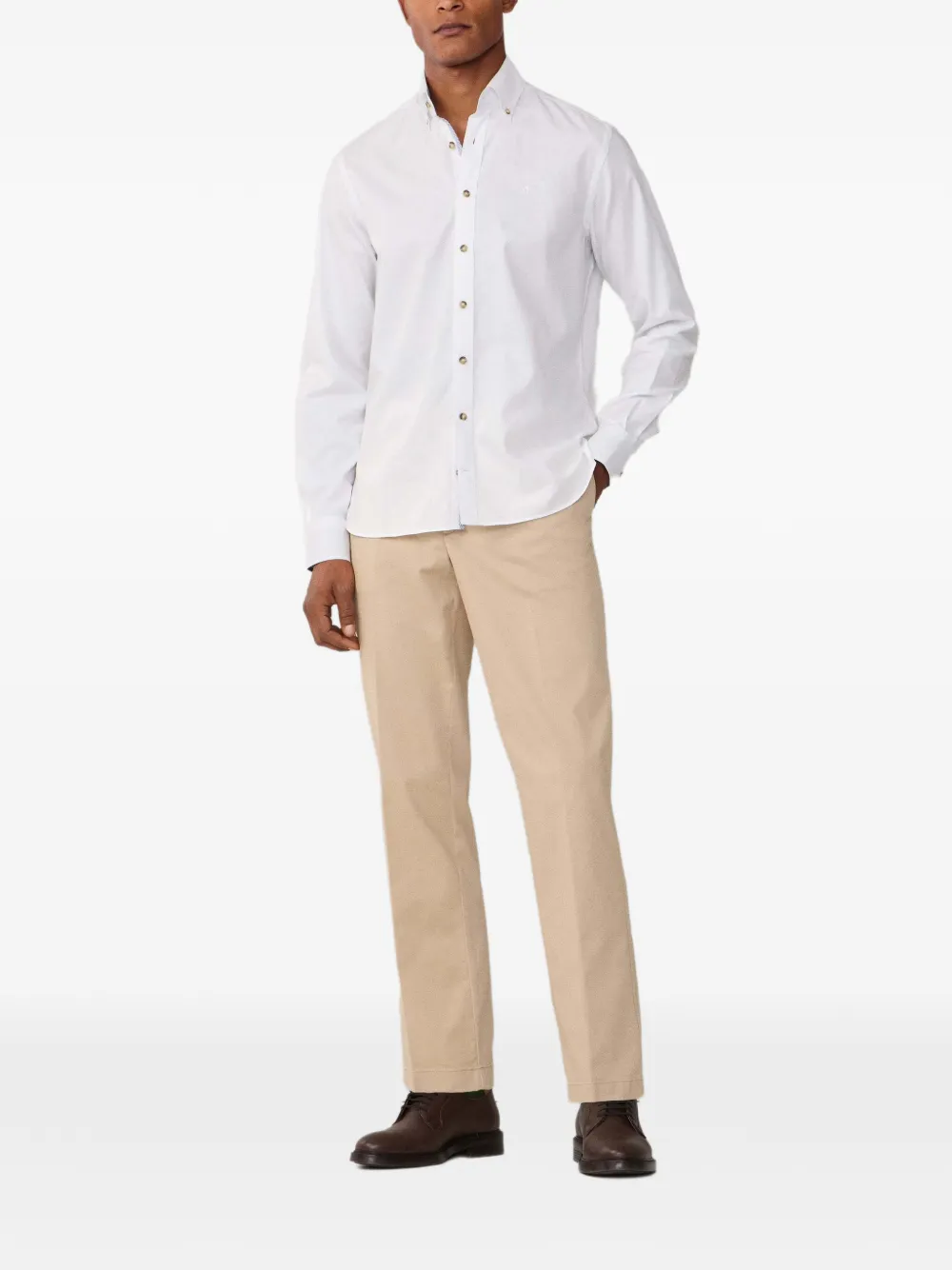 Hackett London Sanderson broek met riemlus Beige