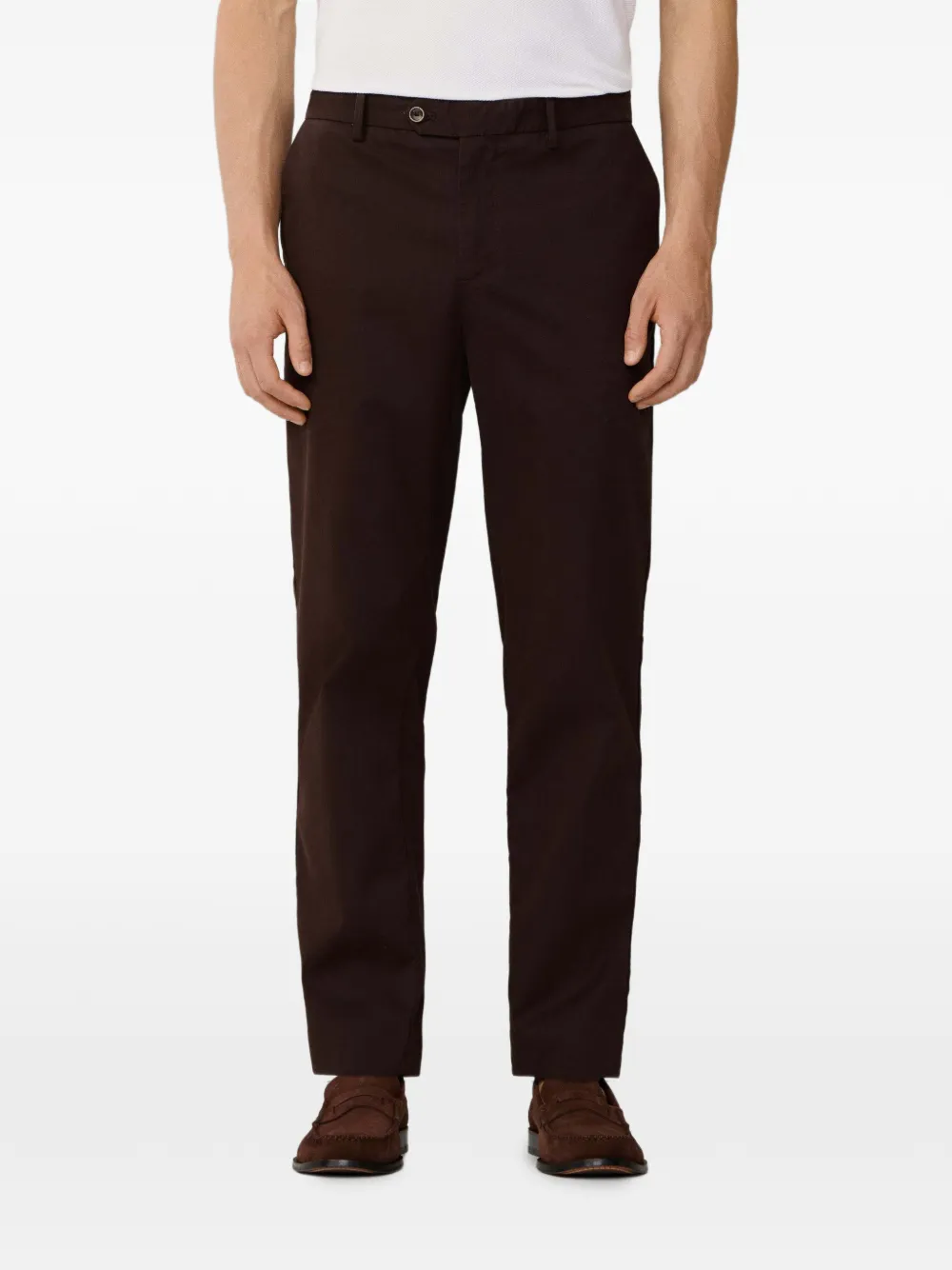 Hackett Sanderson Textured Chino Trousers In Brown