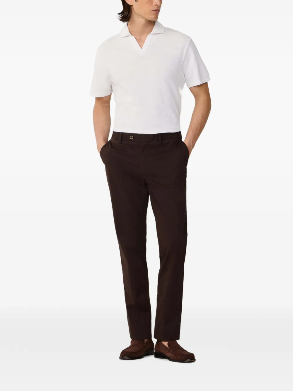 Hackett London Sanderson chino met textuur Bruin