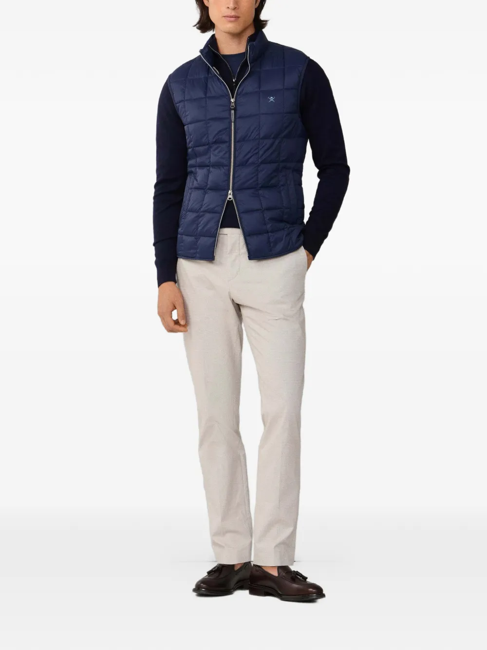 Hackett Logo-embroidered Gilet In Blue