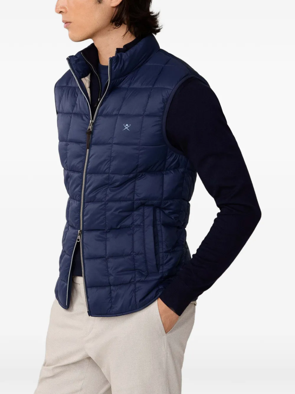 Hackett Logo-embroidered Gilet In Blue