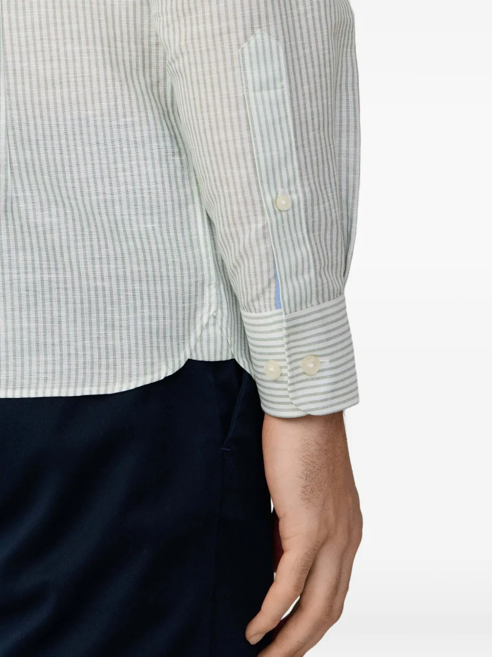 Hackett London Overhemd met Kent kraag en Bengaalse streep Groen