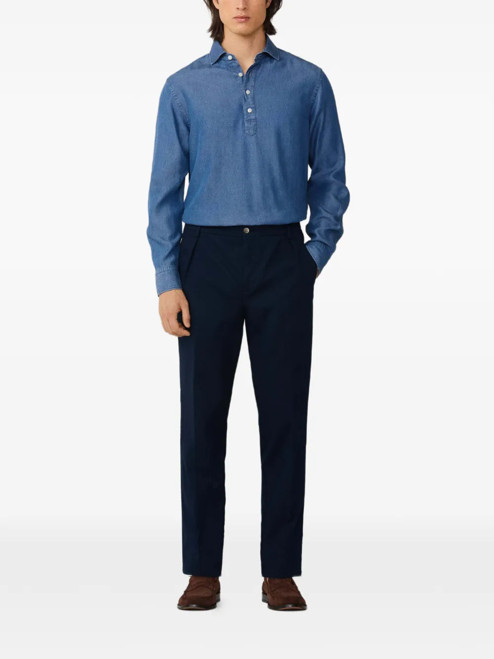 Hackett London Sloane broek met geplooid detail Blauw