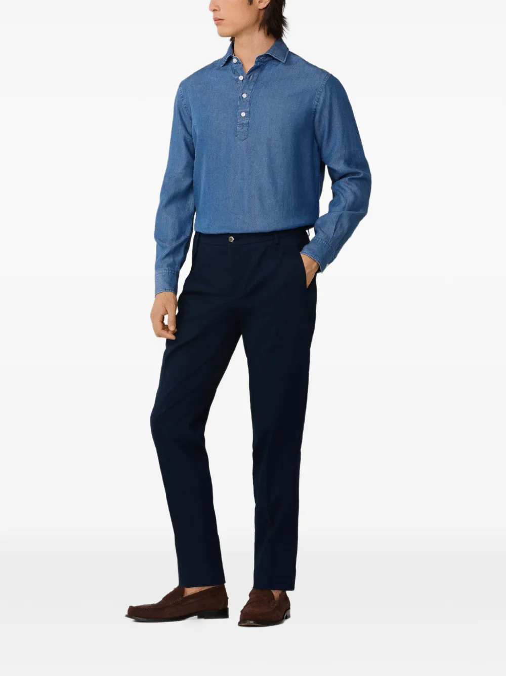 Hackett London Sloane broek met geplooid detail Blauw