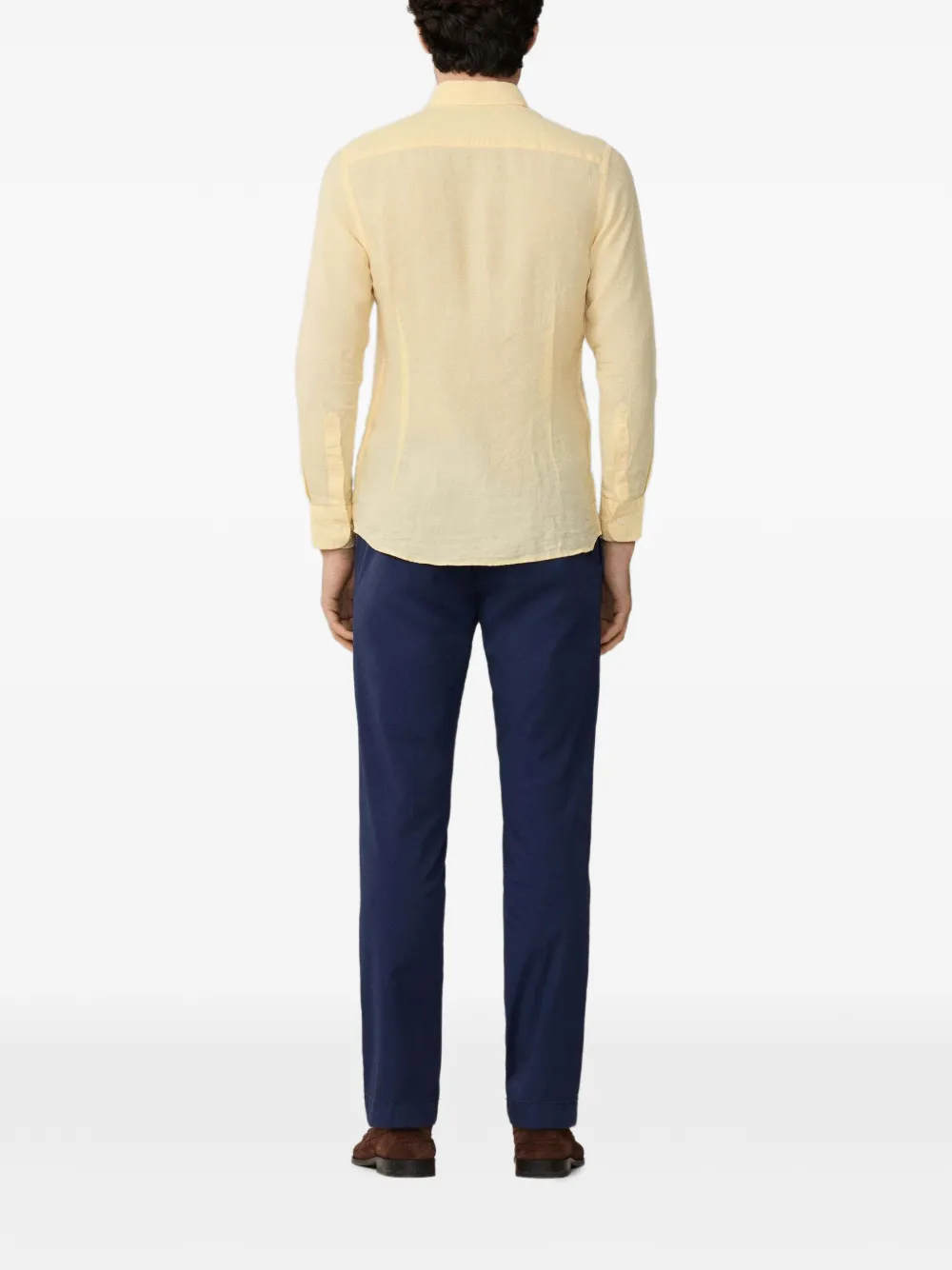Hackett London Brompton button-down linnen overhemd Geel