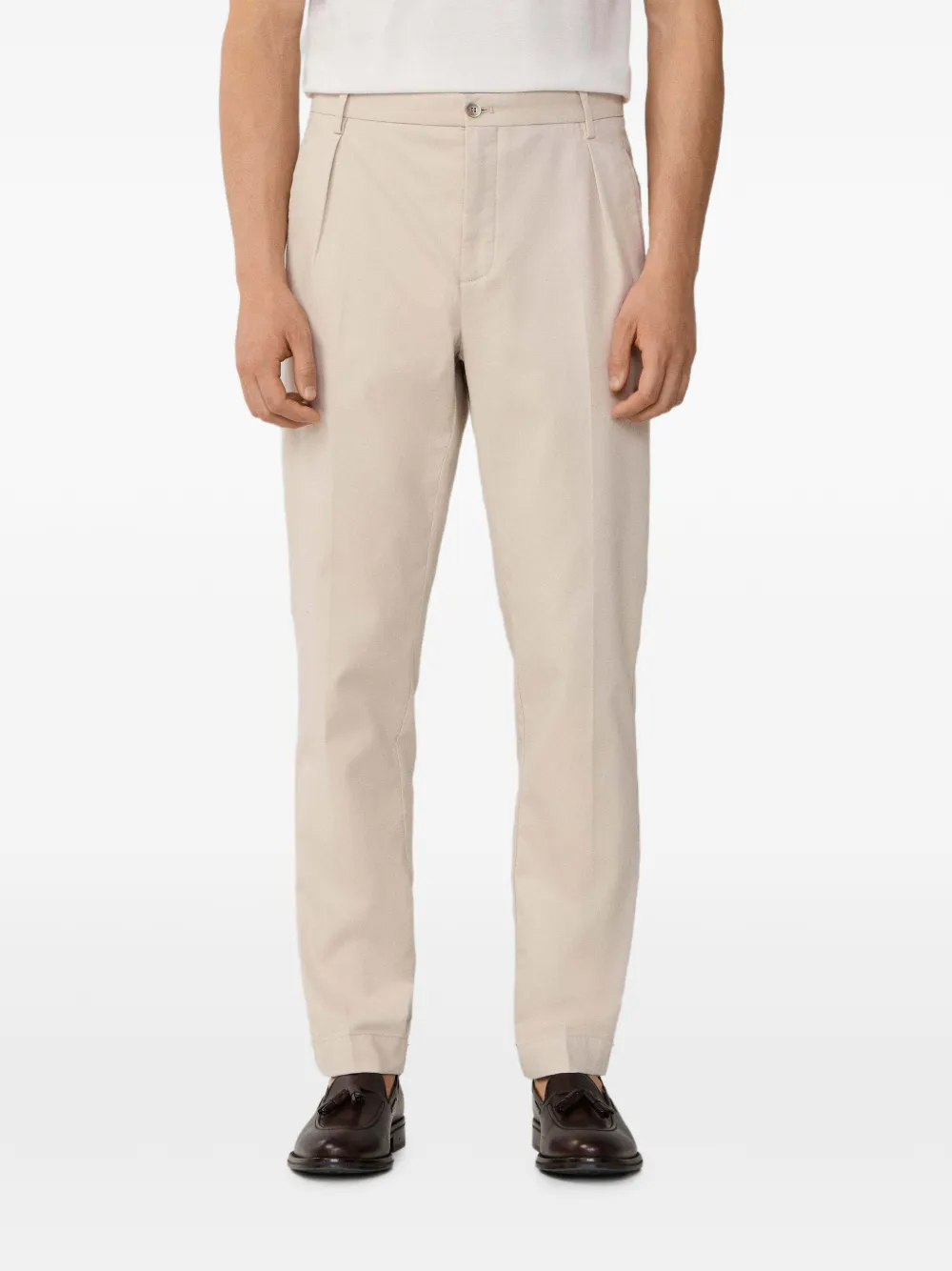Hackett Sloane Tapered Tricotine Trousers In Neutral