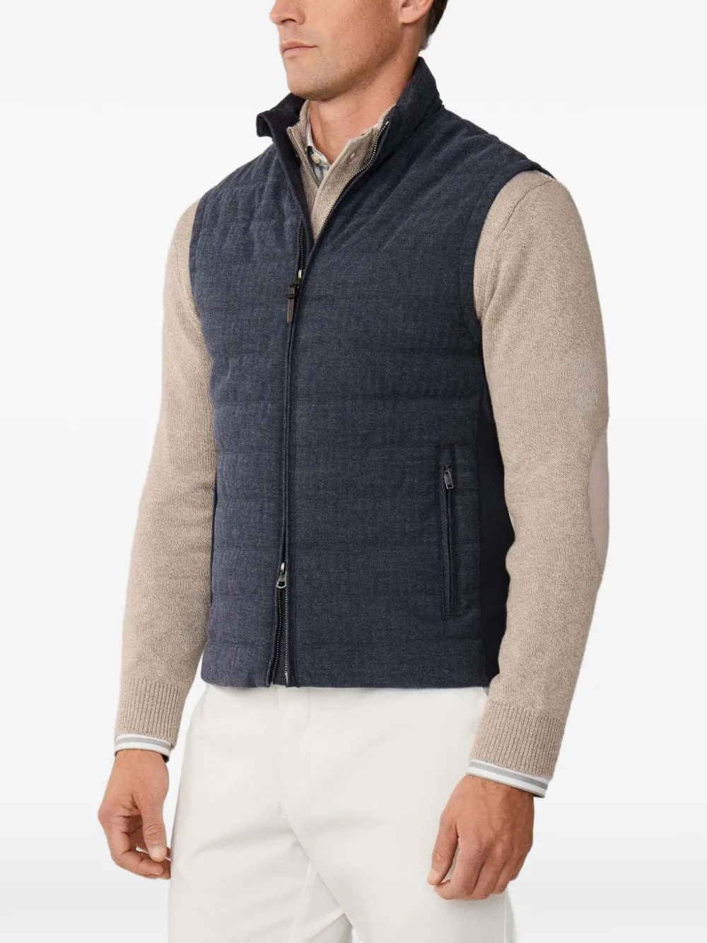 Hackett Herringbone Gilet In Blue