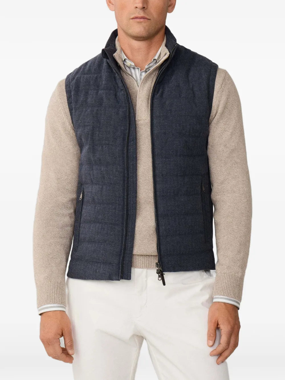 Hackett Herringbone Gilet In Blue
