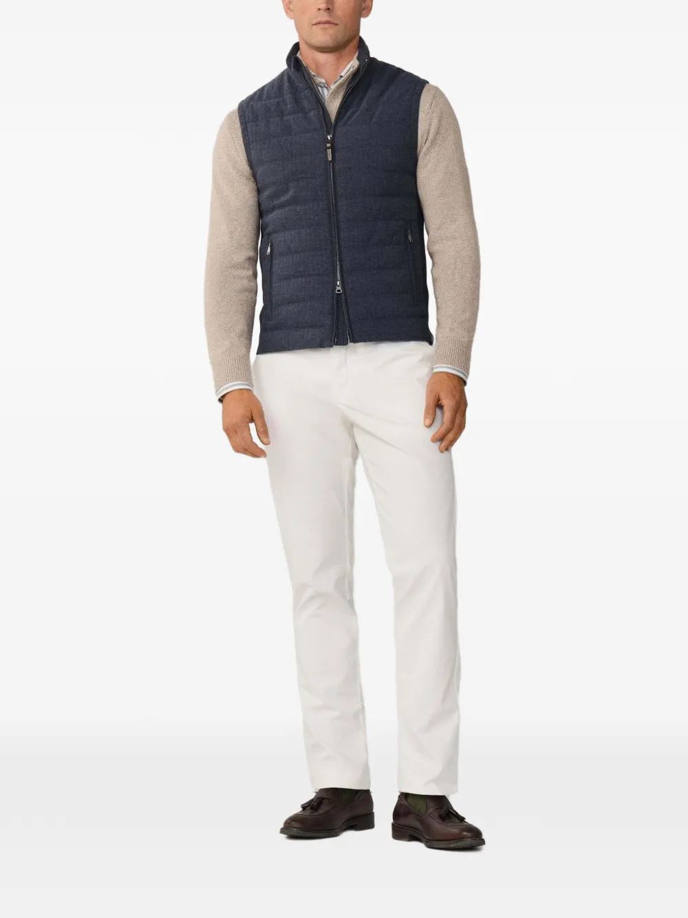 Hackett Herringbone Gilet In Blue