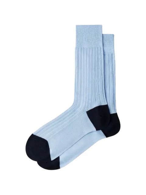Hackett London ribbed-knit contrast-panel socks