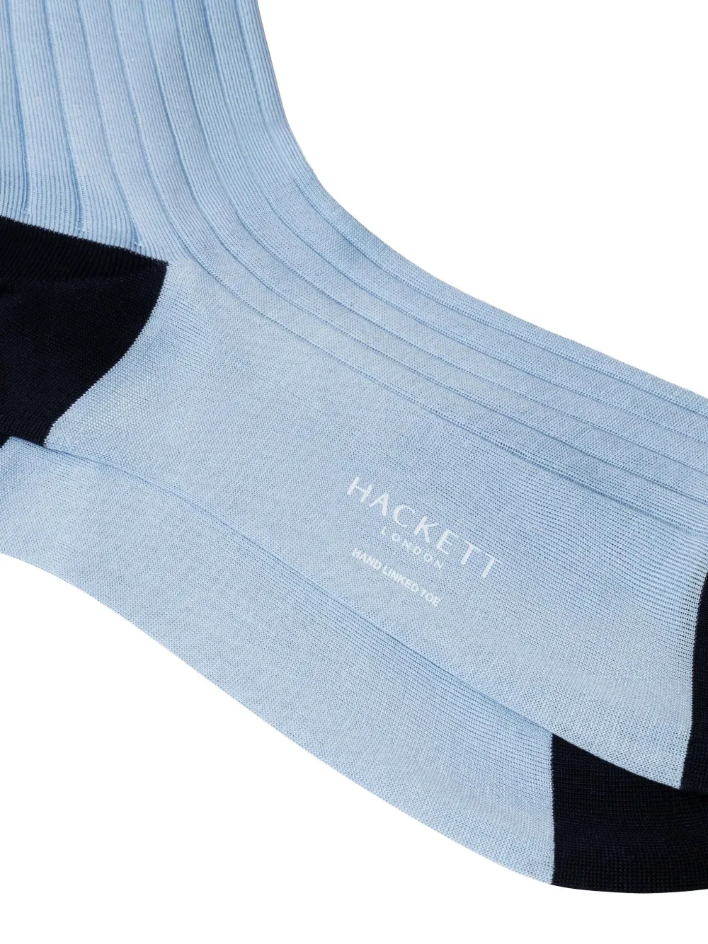 Hackett Ribbed-knit Contrast-panel Socks In Blue