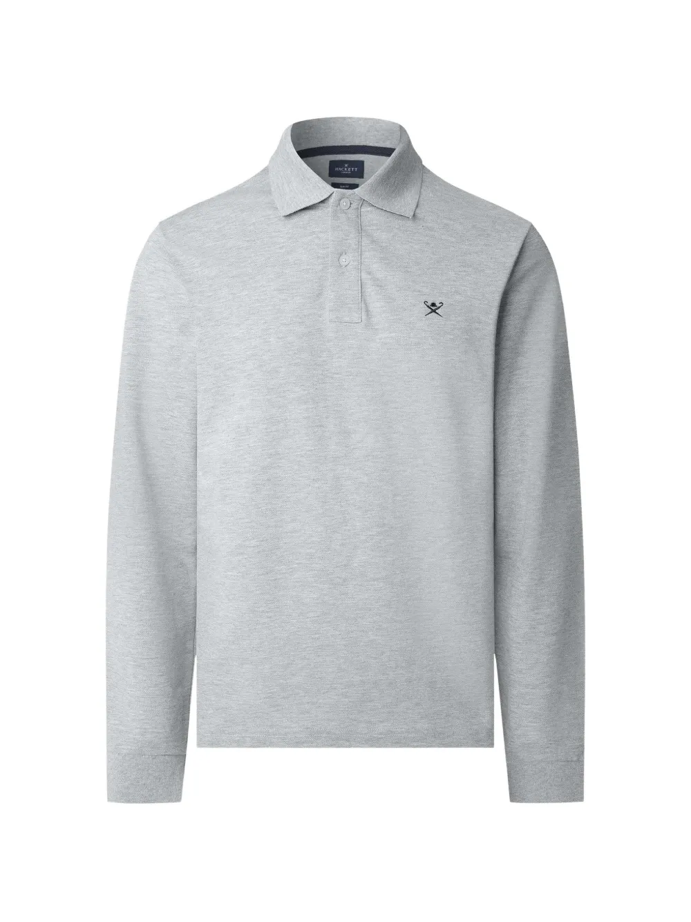Hackett Logo-embroidered Long-sleeve Polo Shirt In Gray