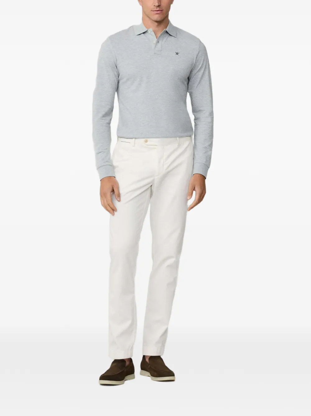 Hackett London Poloshirt met lange mouwen Grijs