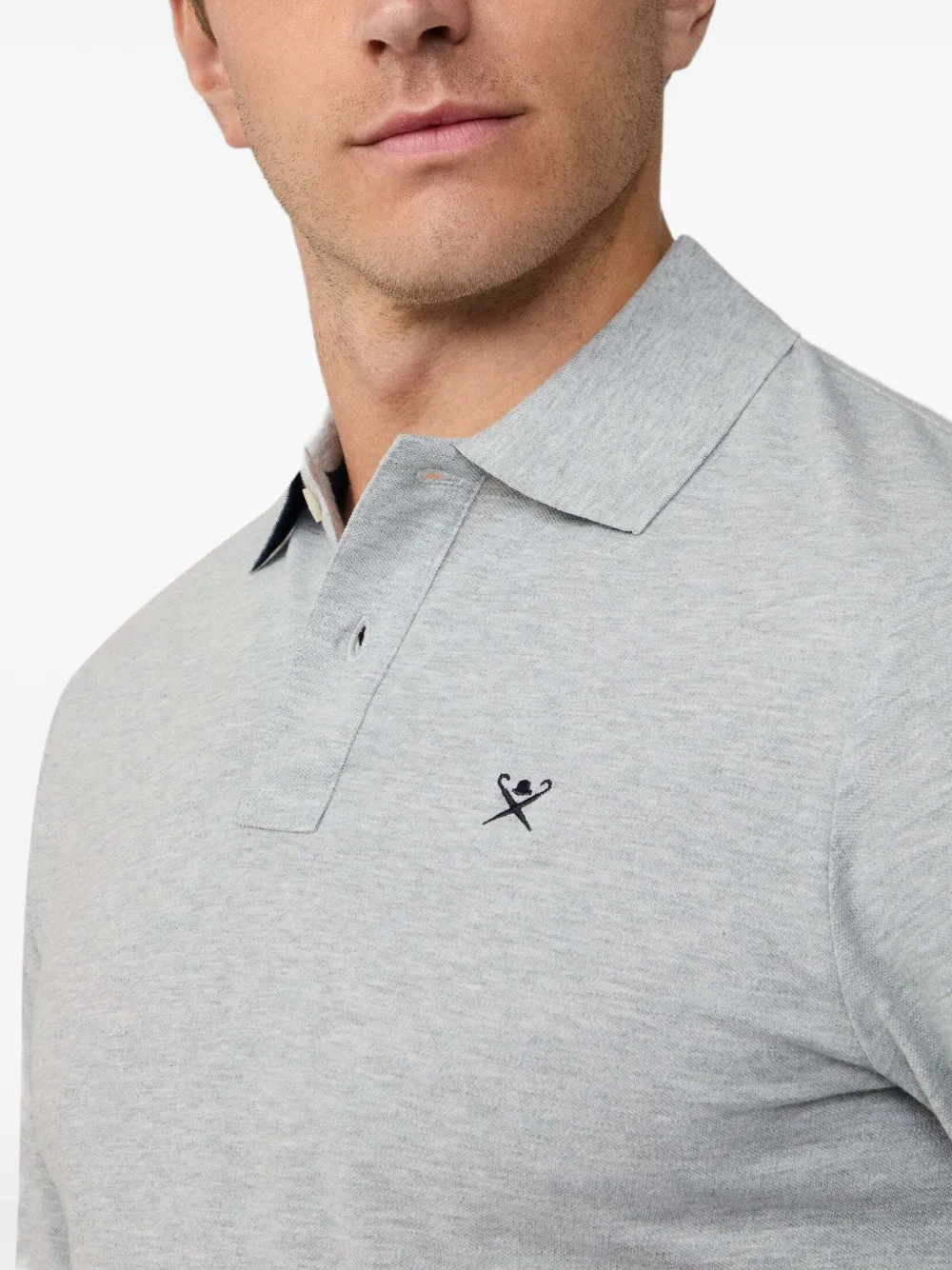 Hackett London Poloshirt met lange mouwen Grijs