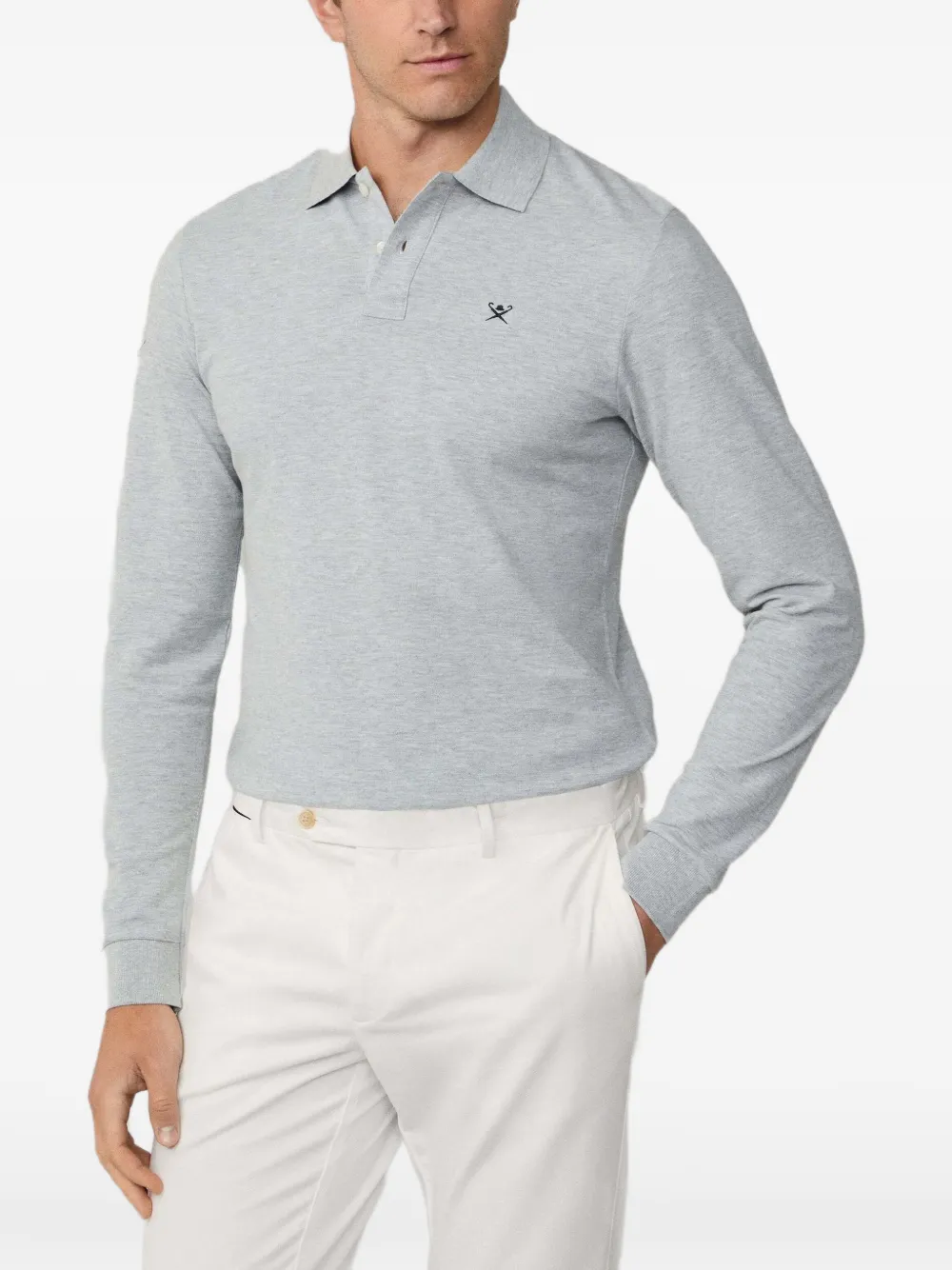 Hackett London Poloshirt met lange mouwen Grijs
