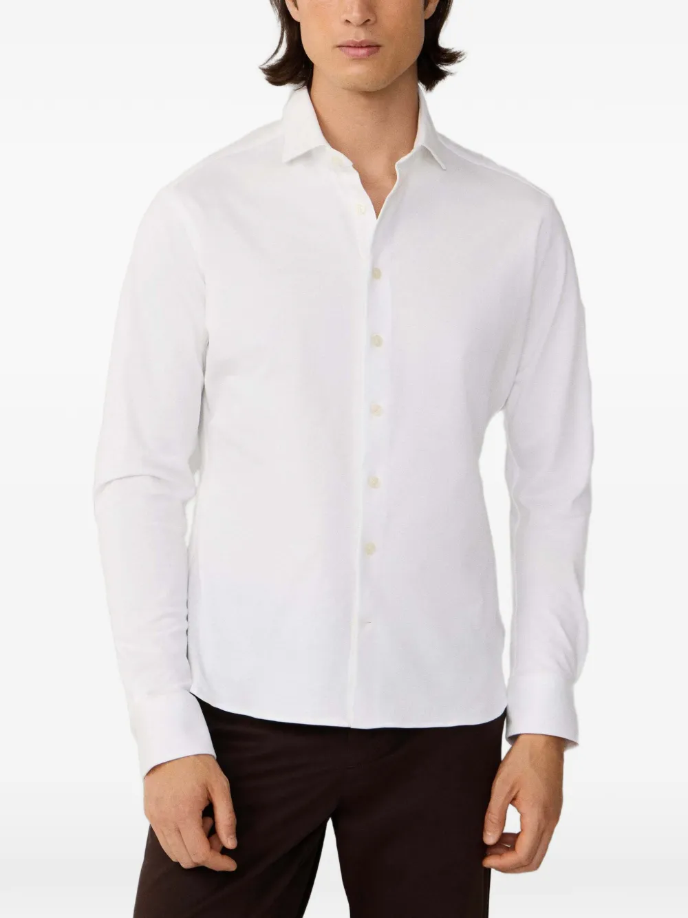 Hackett Long-sleeve Buttoned Shirt In White