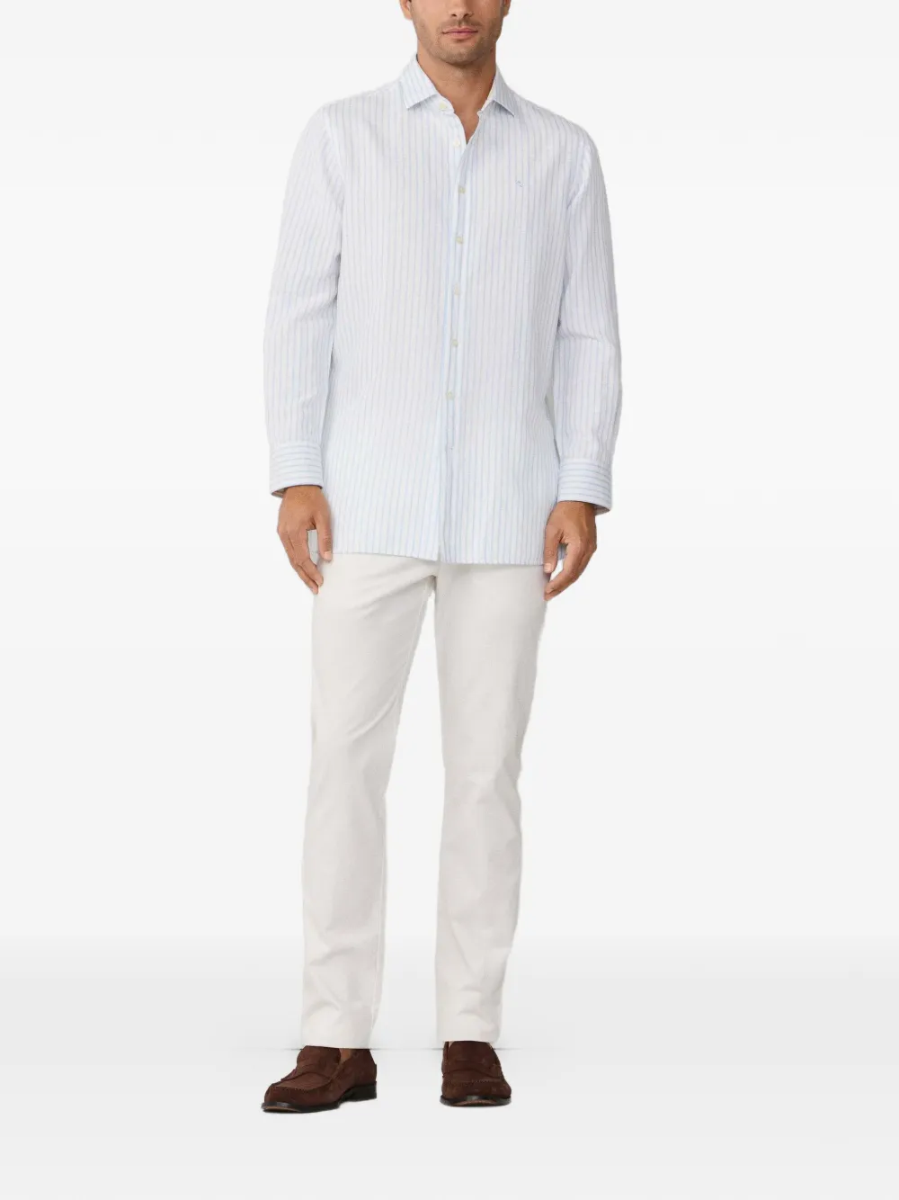 Hackett London Gestreept getailleerd overhemd Wit