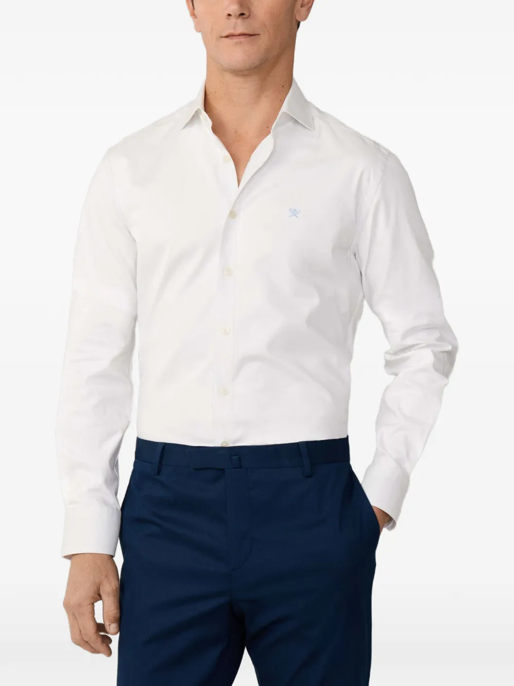 Hackett Long-sleeve Buttoned Shirt In White