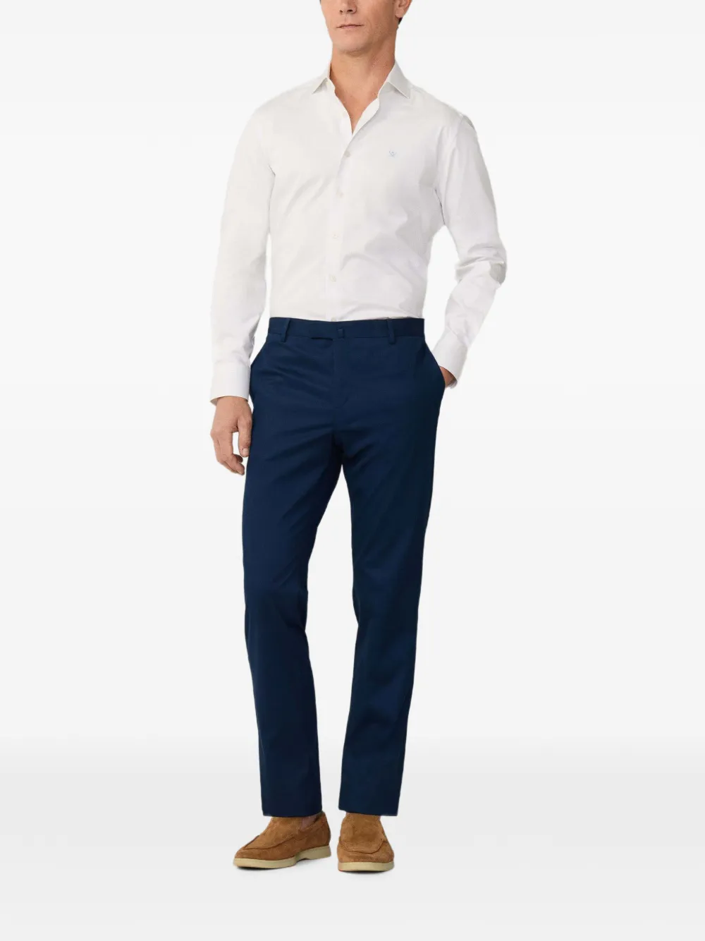 Hackett Long-sleeve Buttoned Shirt In White