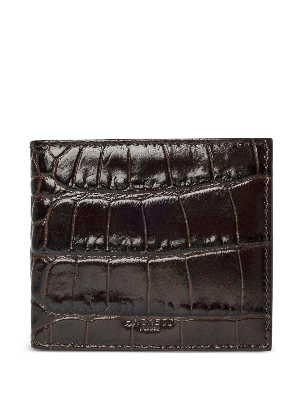 Hackett Croc-stamped Billfold Wallet In Brown