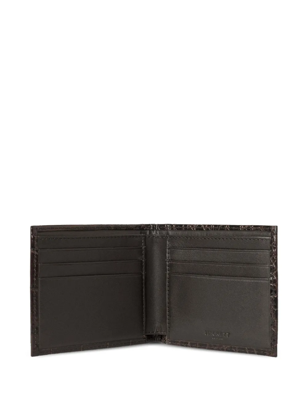 Hackett Croc-stamped Billfold Wallet In Brown