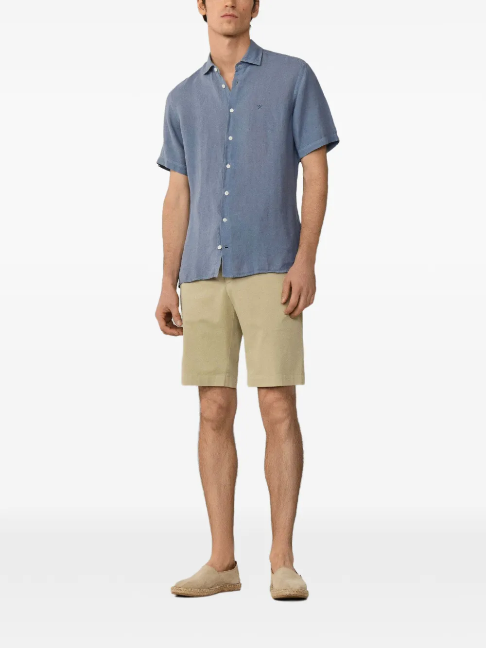 Hackett London Linnen overhemd met korte mouwen Blauw