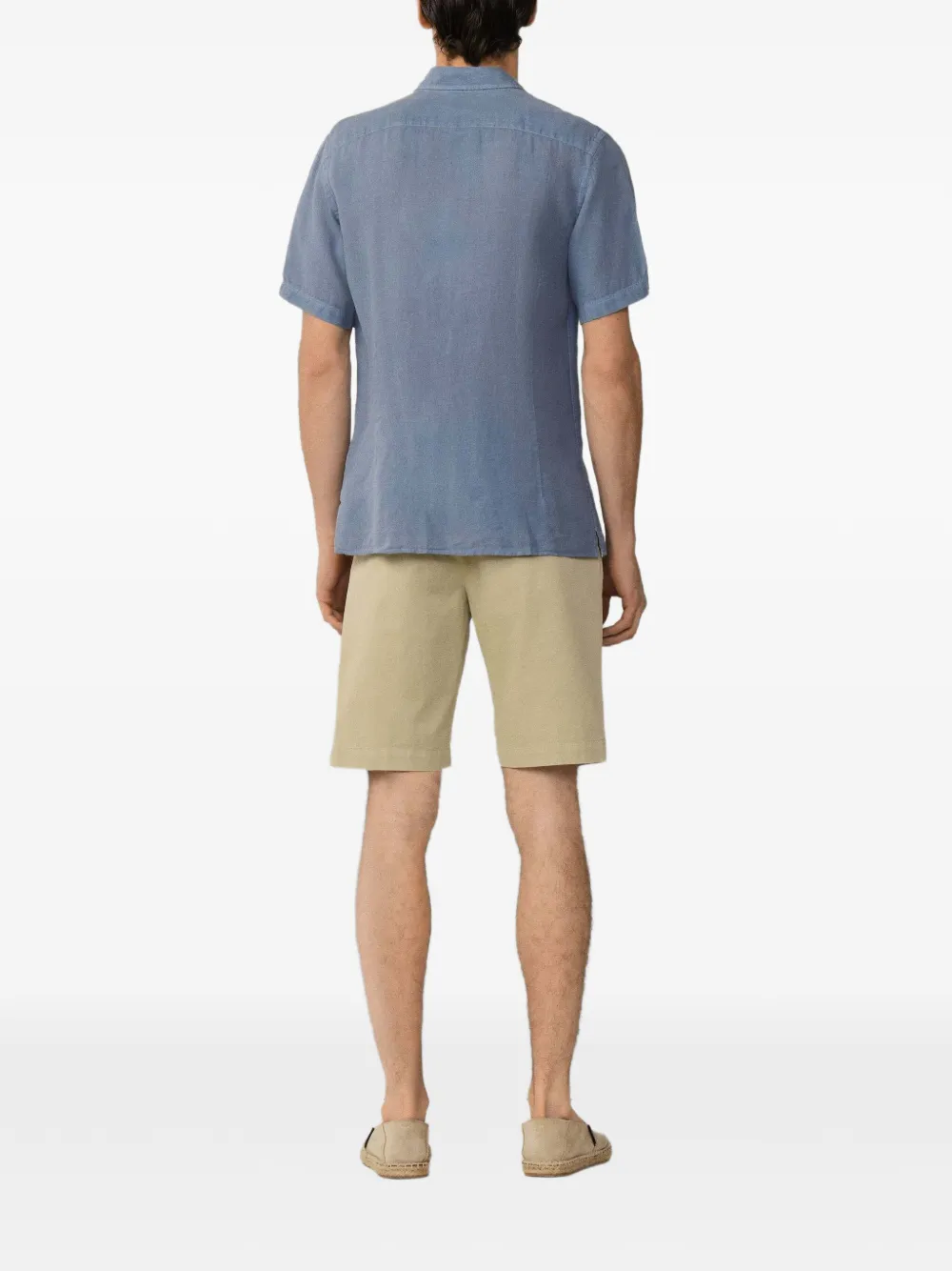 Hackett London Linnen overhemd met korte mouwen Blauw
