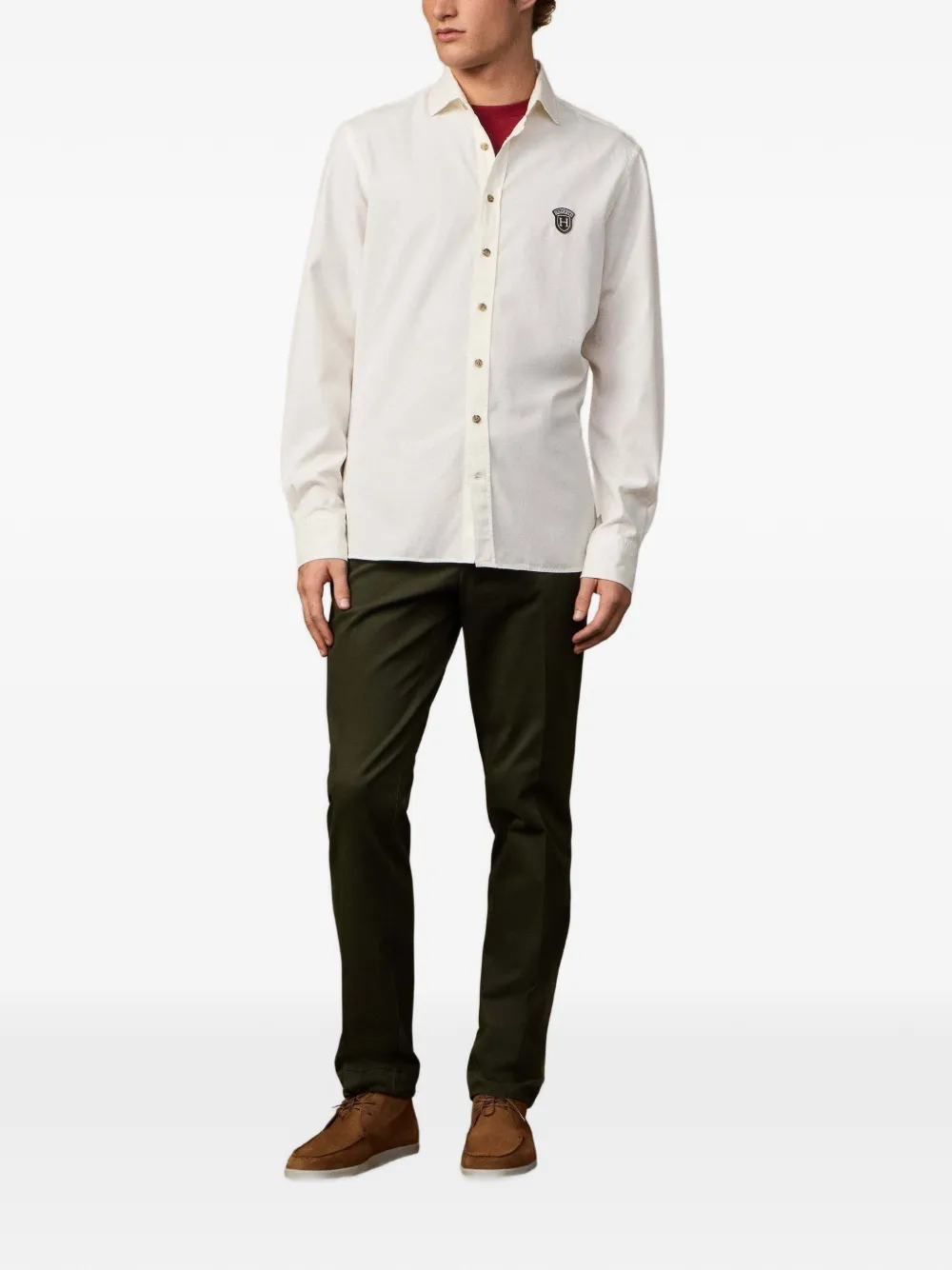 Hackett London Overhemd met patch Beige