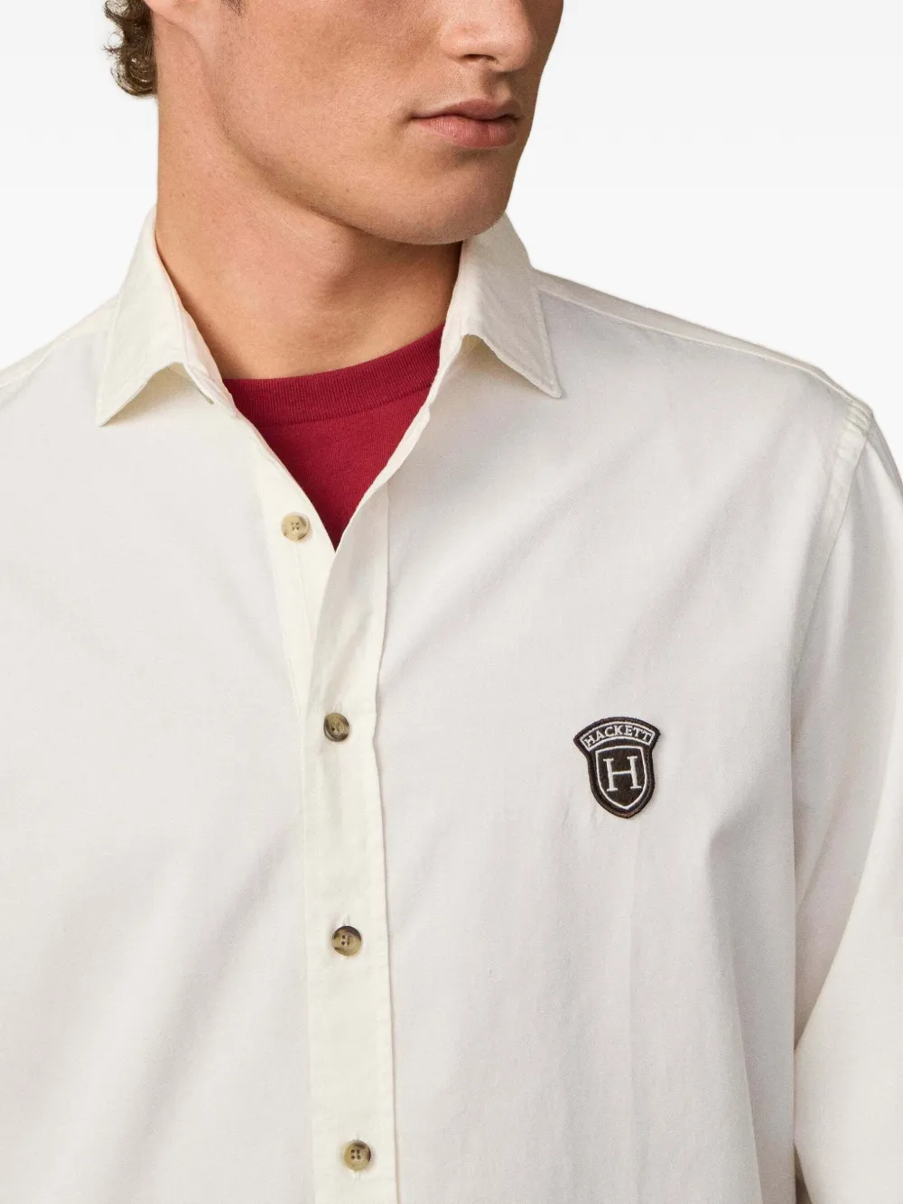 Hackett London Overhemd met patch Beige