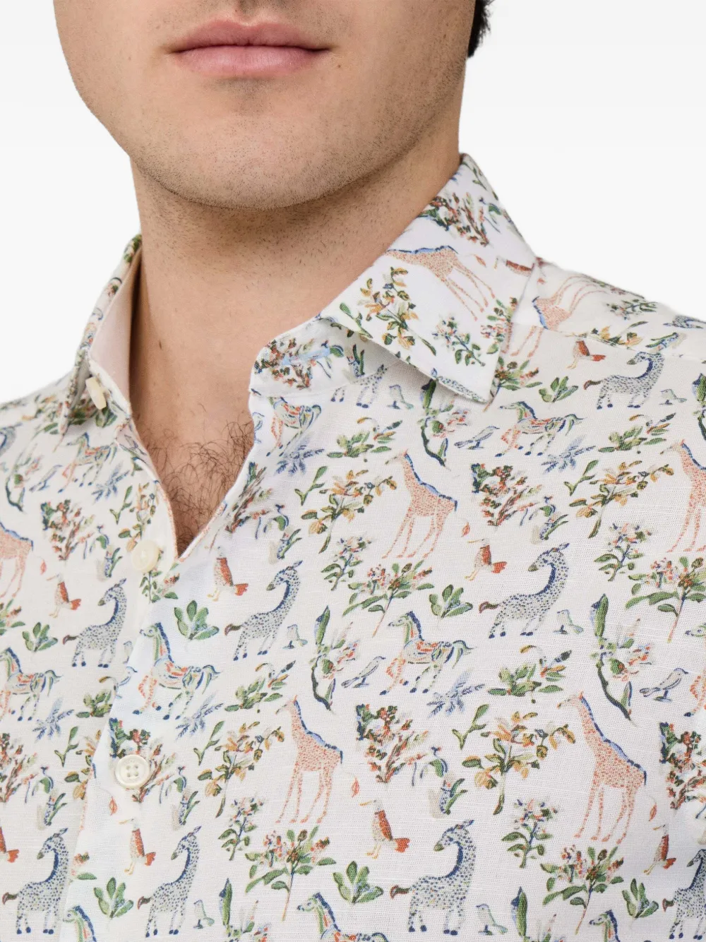 Hackett London Getailleerd overhemd met print Groen