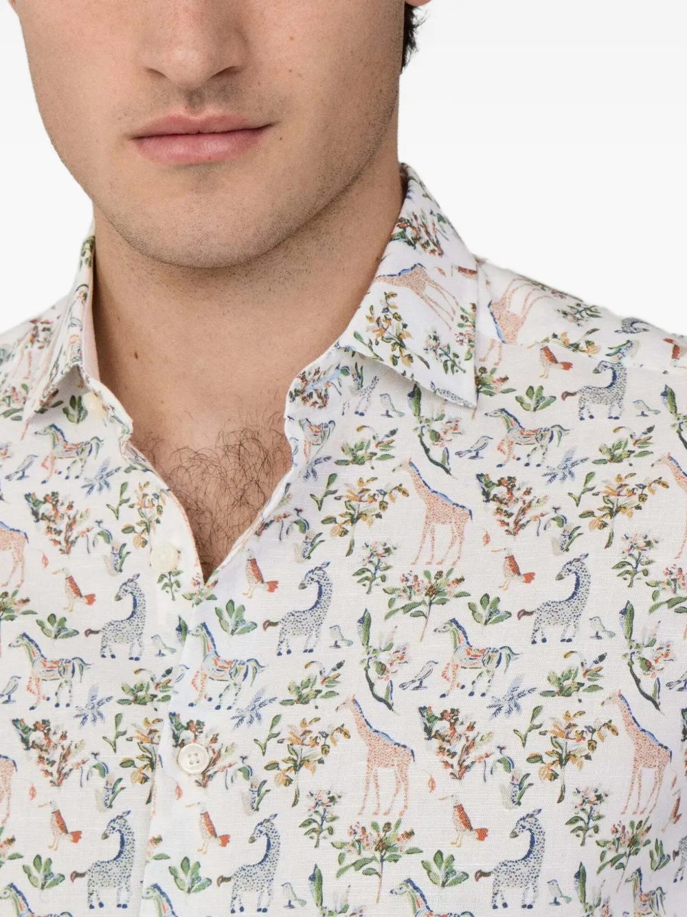 Hackett London Getailleerd overhemd met print Groen