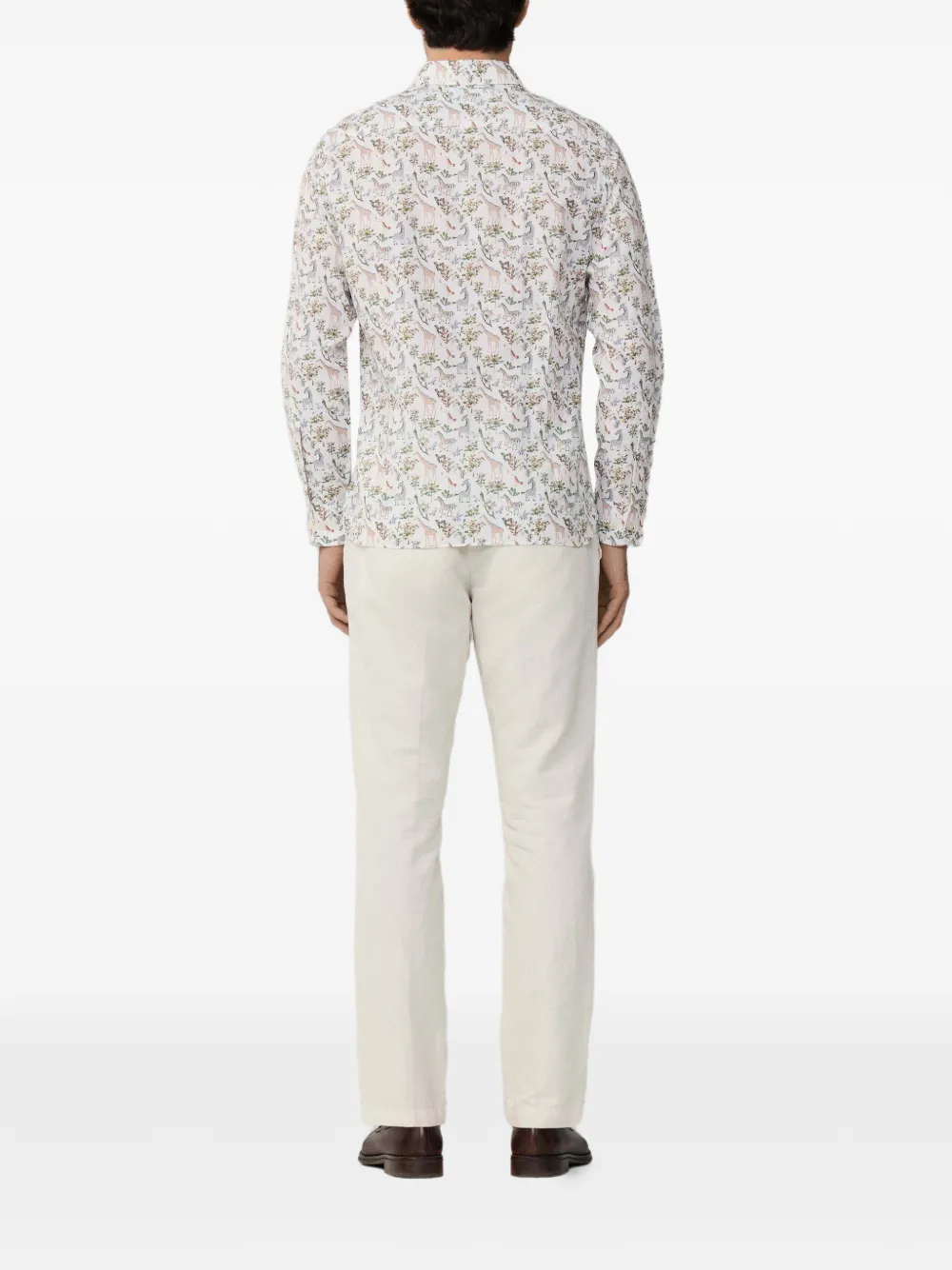Hackett London Getailleerd overhemd met print Groen
