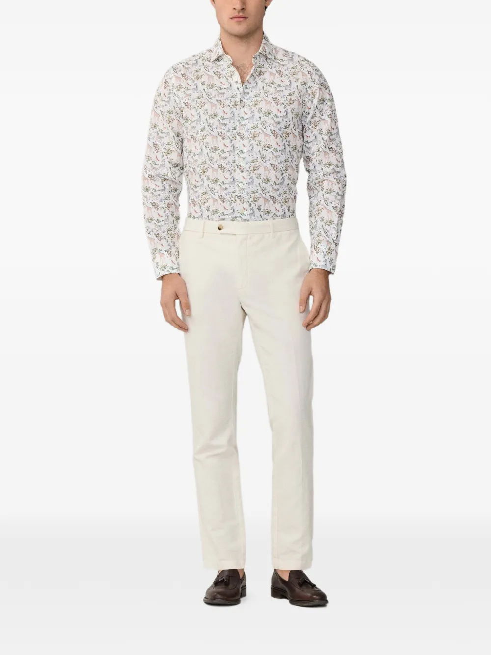 Hackett London Getailleerd overhemd met print Groen