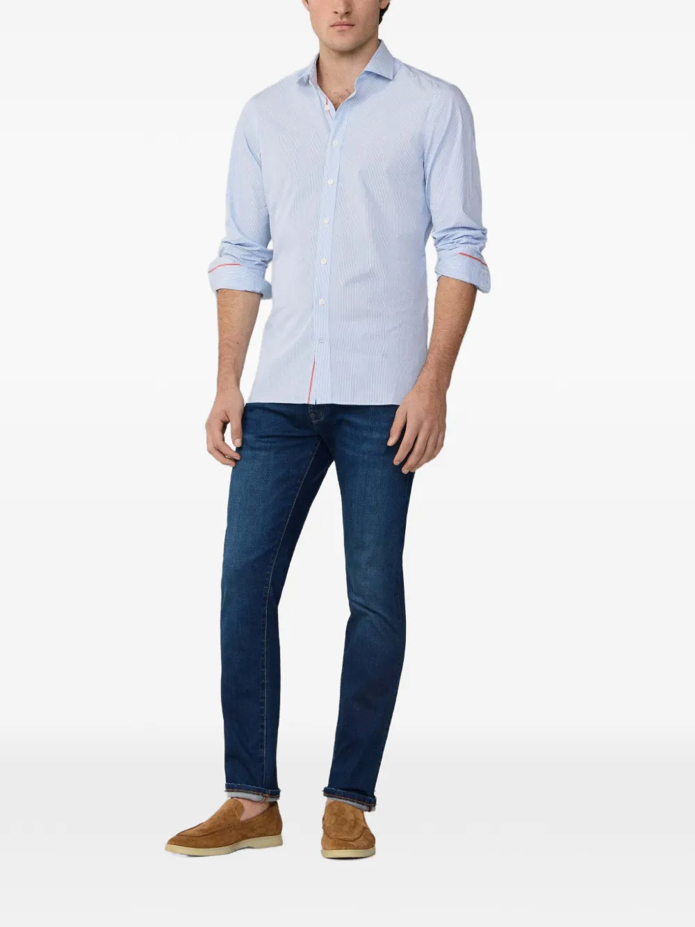 Hackett London Gestreept katoen-popeline overhemd Blauw