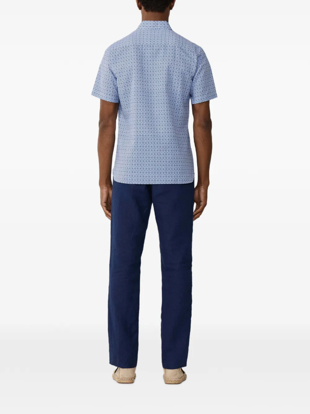 Hackett London Overhemd met kleiprint en korte mouwen Blauw