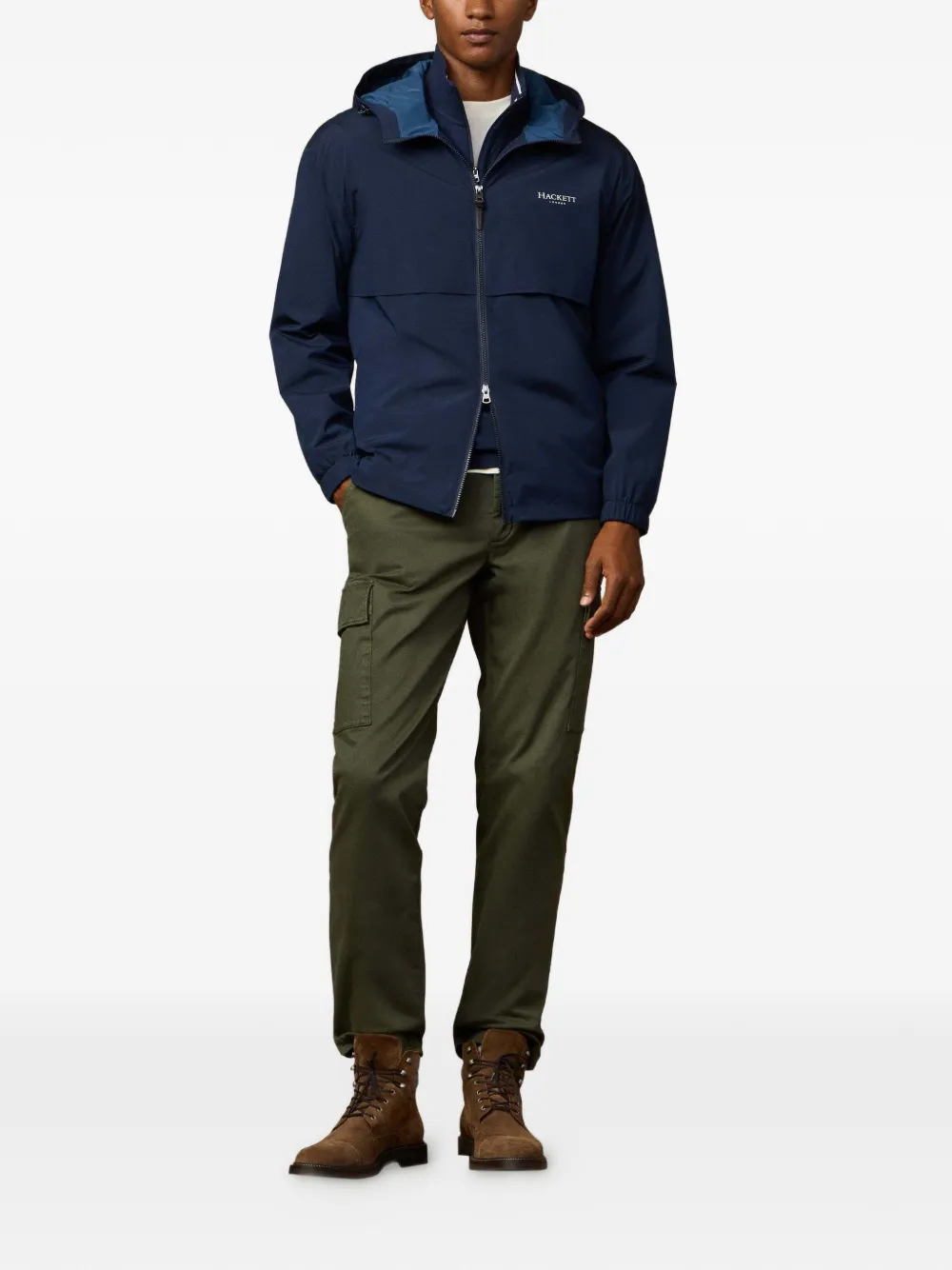 Hackett London Heritage capuchon met ritssluiting Blauw
