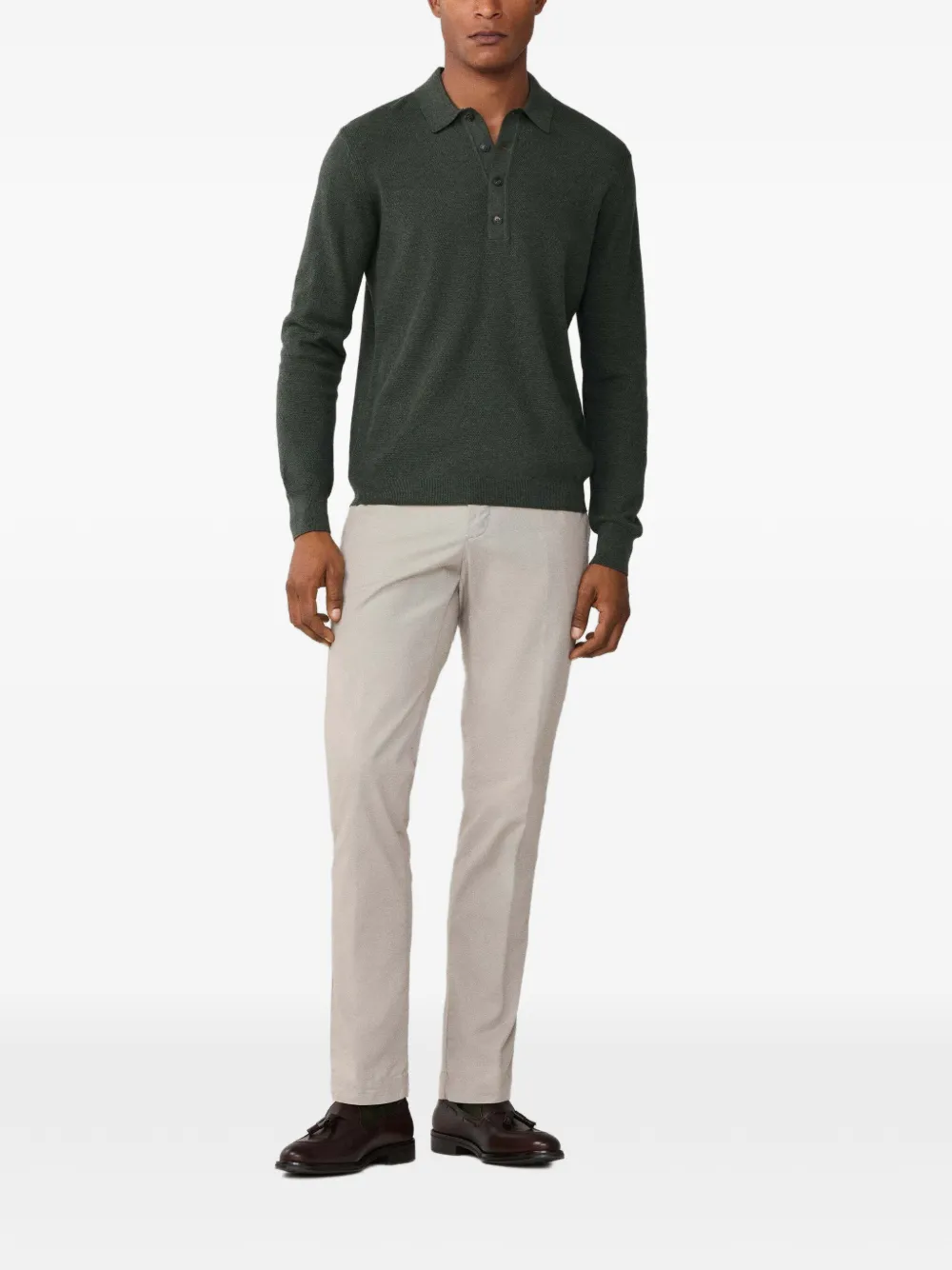 Hackett London Kensington broek met riemlus Beige