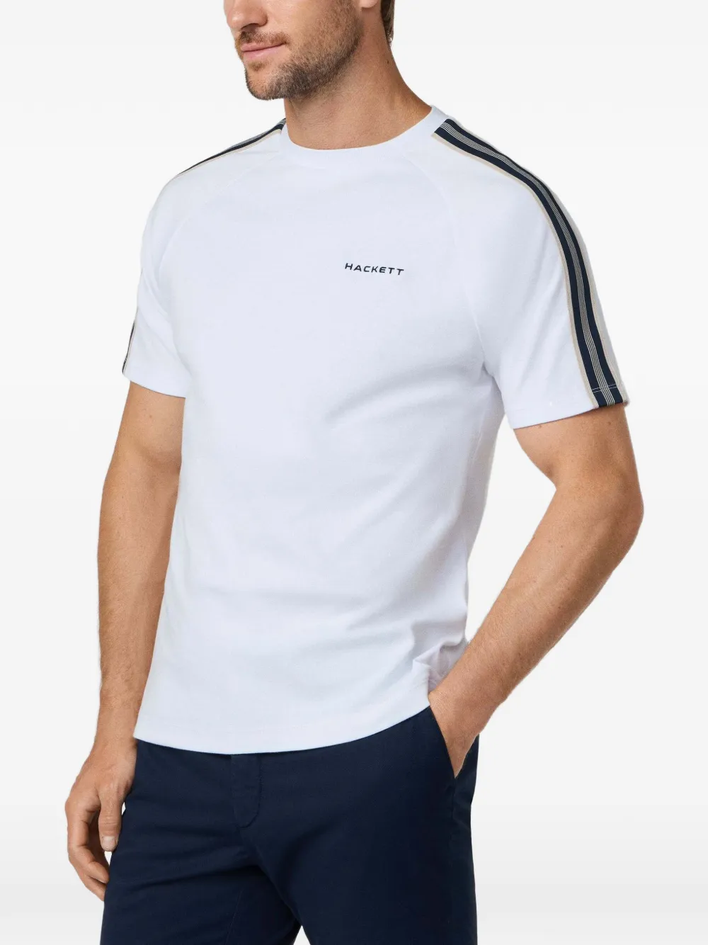 Hackett Tape-detail Raglan-sleeve T-shirt In Multi