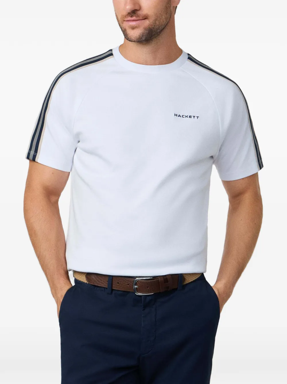 Hackett Tape-detail Raglan-sleeve T-shirt In Multi