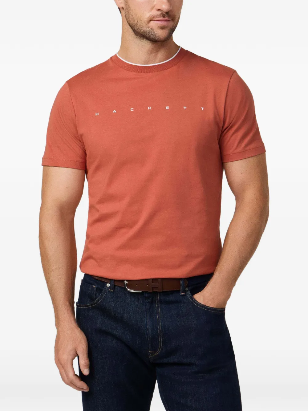 Hackett London Katoenen T-shirt met logoprint Rood