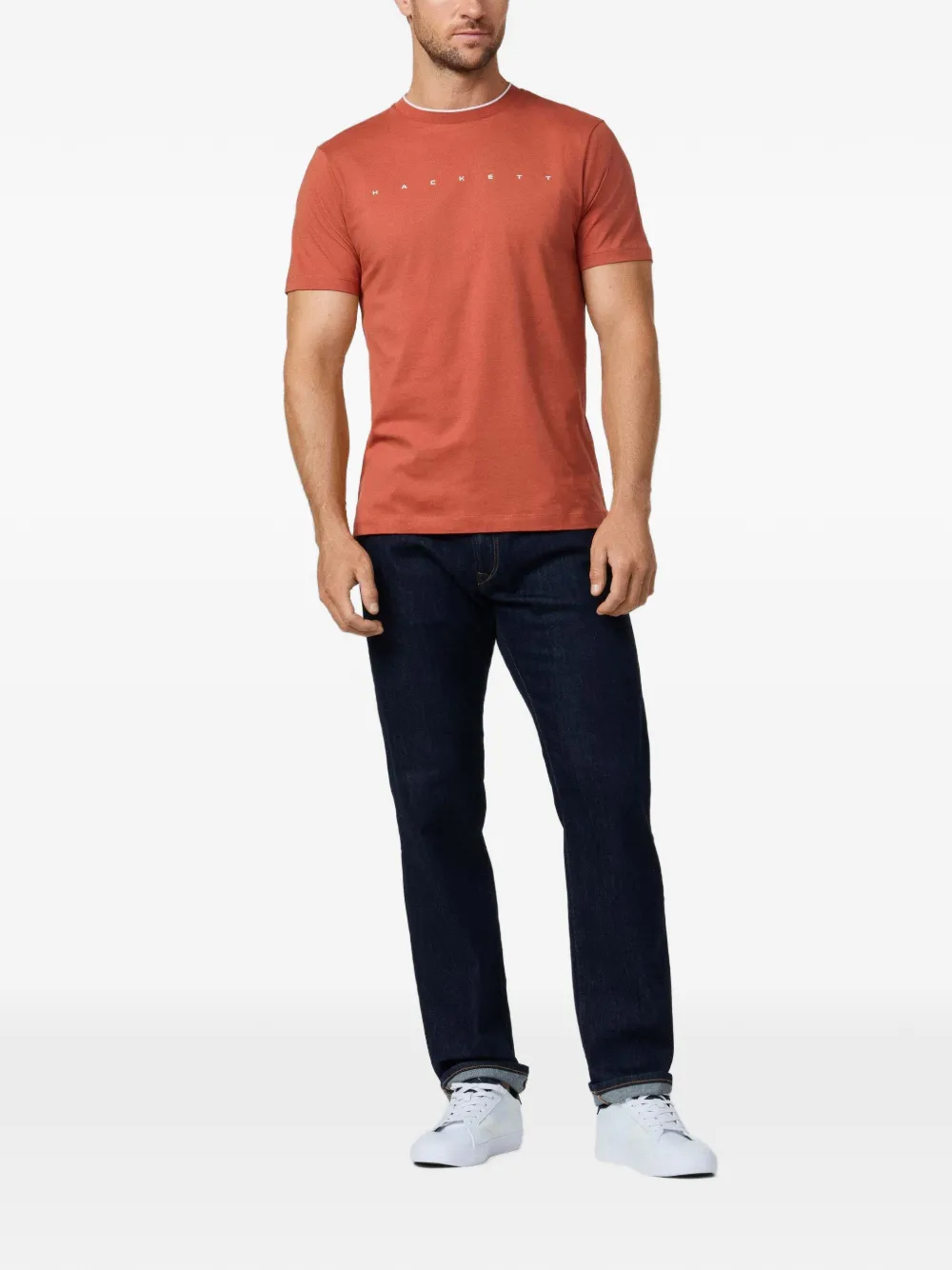Hackett London Katoenen T-shirt met logoprint Rood
