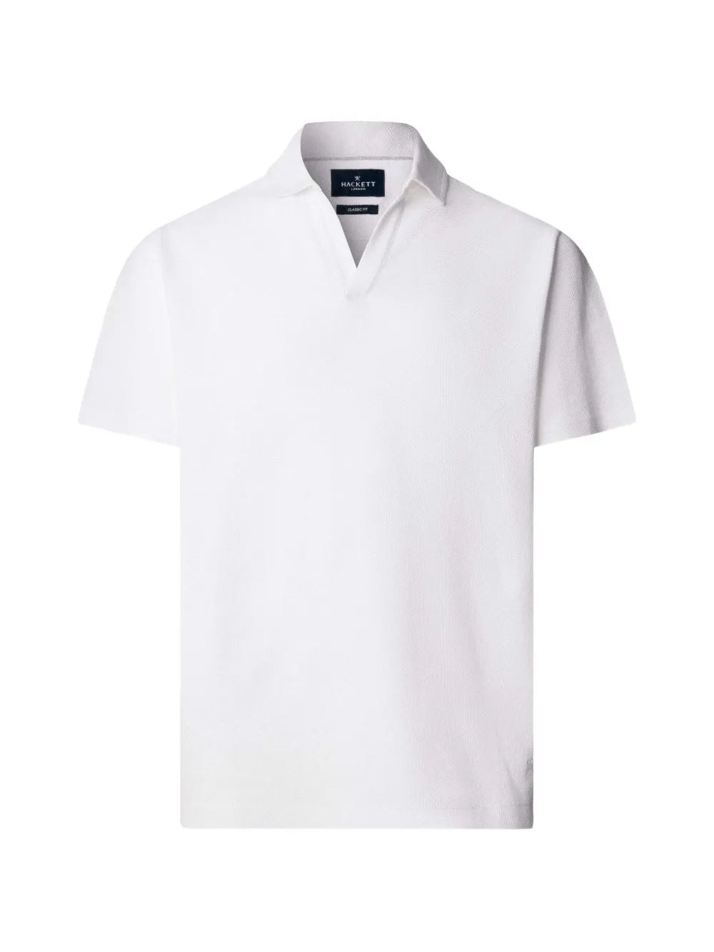 Hackett Honeycomb-knit Johnny-collar T-shirt In White
