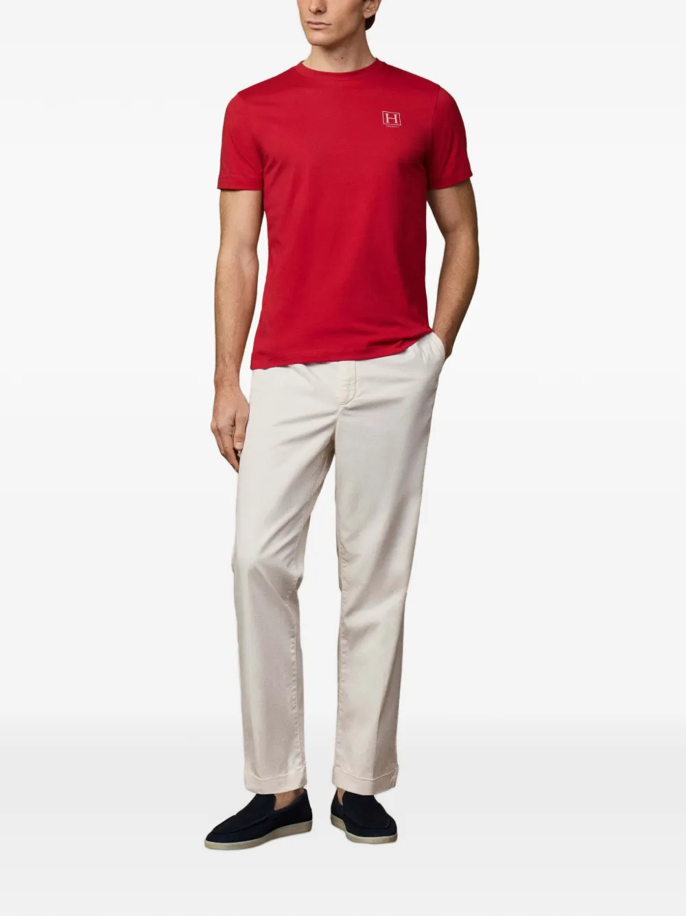Hackett London Katoenen T-shirt met logoprint Rood