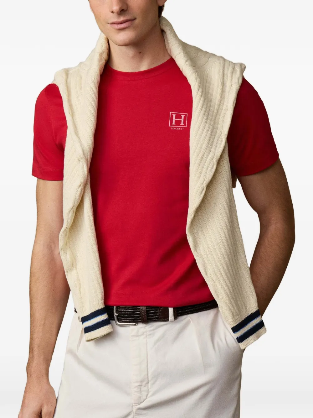 Hackett London Katoenen T-shirt met logoprint Rood