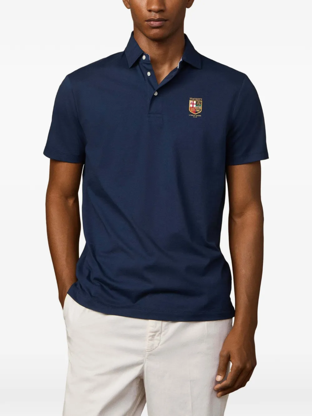 Hackett Logo-embroidered Polo Shirt In Blue