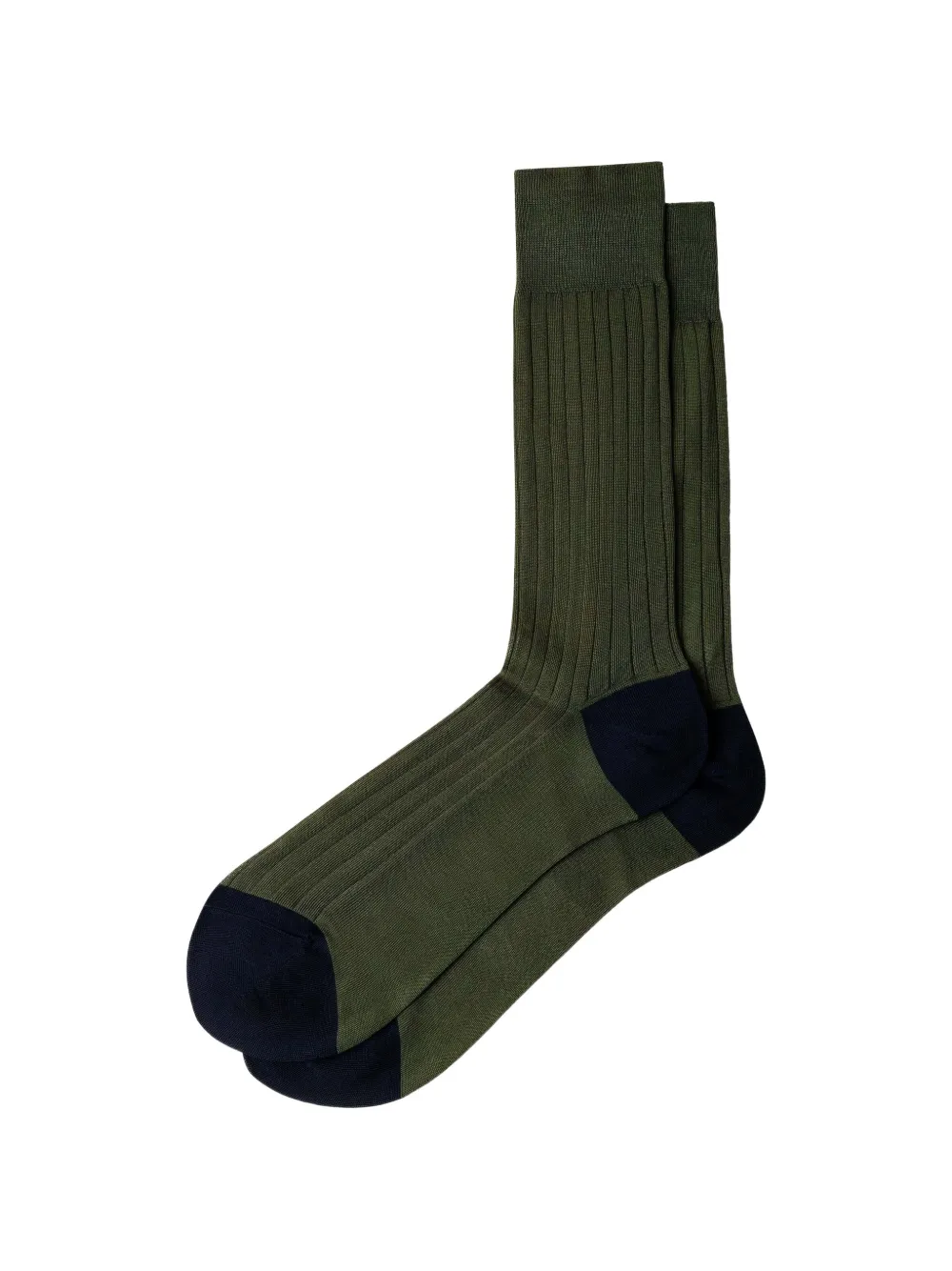Hackett Ribbed-knit Mercerised-cotton Socks In Green