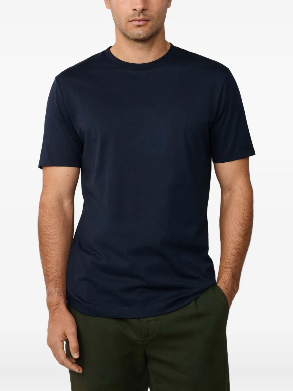 Hackett London Pima katoenen T-shirt met logodetail Blauw