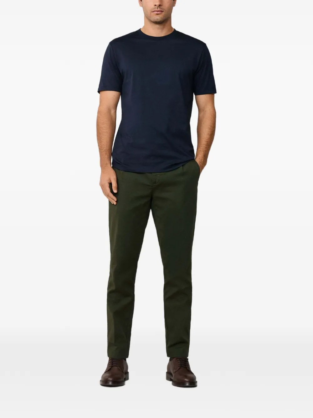 Hackett London Pima katoenen T-shirt met logodetail Blauw